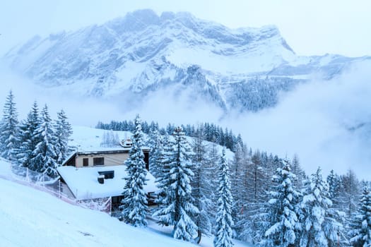 The cold in the mountains. Switzerland,Villars.