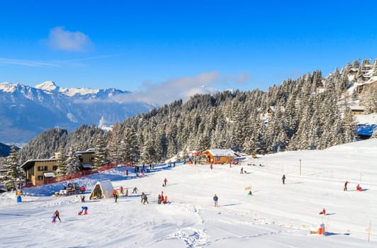 Winter sports in the mountains. Switzerland,winter landscape.