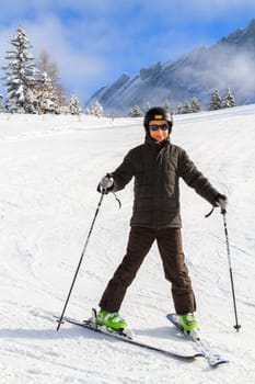 The skiing boy in Switzerland.