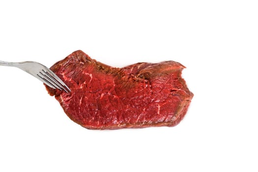 Fresh raw beef steak on a white background.