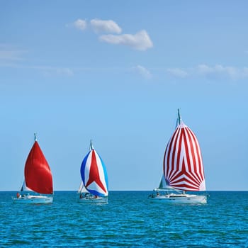 VARNA, BULGARIA - September 30, 2016: Yacht Aquarius in Regatta "Pro-Am Race"" along the Bulgarian Black Sea Coast"