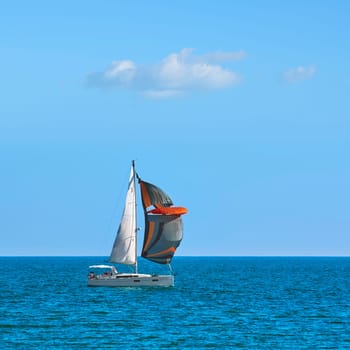 VARNA, BULGARIA - September 30, 2016: Yacht Aquarius in Regatta "Pro-Am Race"" along the Bulgarian Black Sea Coast"