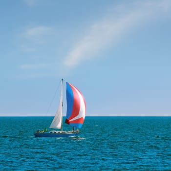 VARNA, BULGARIA - September 30, 2016: Yacht Aquarius in Regatta "Pro-Am Race"" along the Bulgarian Black Sea Coast"