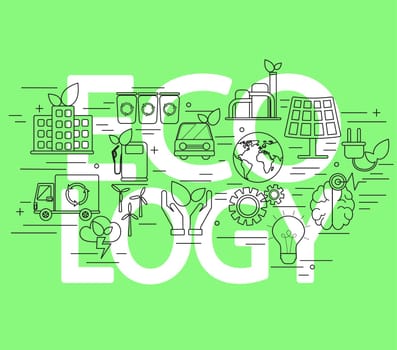 Line style vector illustration concept of ecology.