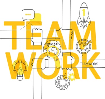Modern thin line infographic of teamwork concept. For web, internet, mobile apps, interface design.