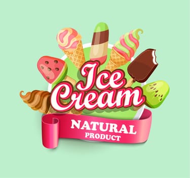 Ice cream emblem, label and badge, eps10 vector illustration.