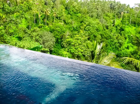 Bali, Indonesia - April 13, 2014: View of swimming pool at Ubud Hanging Gardens 5 stars hotel