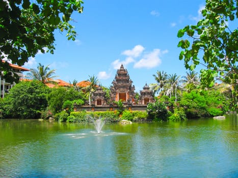 Bali, Indonesia - December 25, 2008: The Lagoon and park in Ayodya Resort Bali at Nusa Dua, Bali, Indonesia