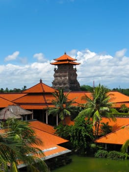 Bali, Indonesia - December 25, 2008: The Lagoon and park in Ayodya Resort Bali at Nusa Dua, Bali, Indonesia