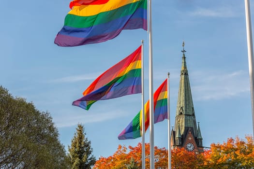 The  Rainbow Flag in front of Church.