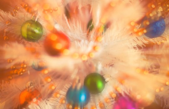  christmas decorations on artificial fir,xmass blur background vintage effect