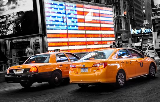 NEW YORK CITY -JULY 09: Times Square, featured with Broadway Theaters and animated LED signs, is a symbol of New York City and the United States, July 09, 2015 in Manhattan, New York City. USA.