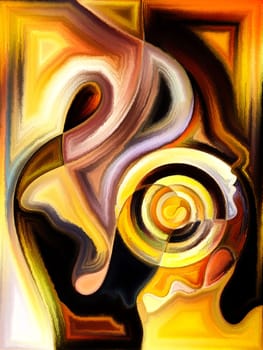 Inner Dialog series. Visually pleasing composition of human profiles and vivid paint shapes for works on emotions, relationships, human drama, spirituality and design