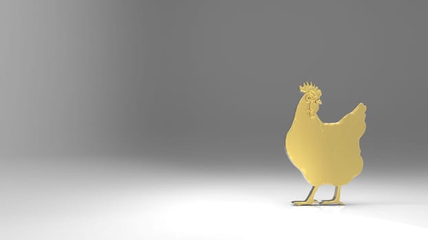 The 3d rendering of nice gold chicken with nice background