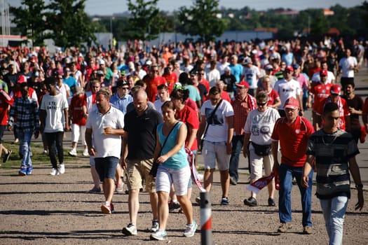 Mainz,Germany – August 06,2016: Fans flock to Opelarena after a home game of the 1st FSV Mainz 05 on August 6,2016 in Mainz.