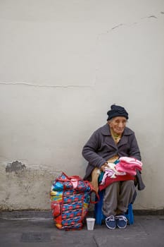 Old Women Selling The Clothes on the Street of Lima, Peru
