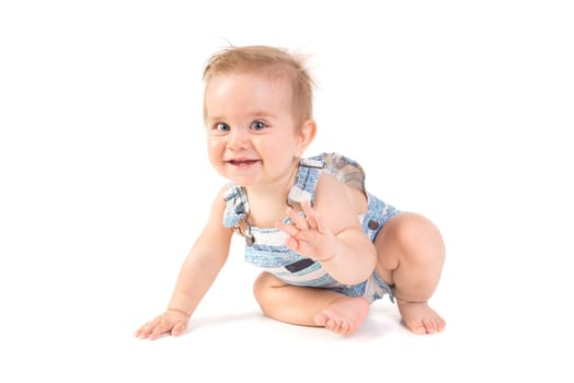 Beautiful baby posing isolated in white background