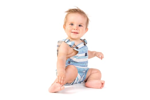 Beautiful baby posing isolated in white background