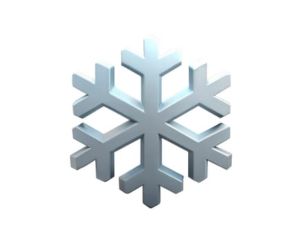 A beautiful 3D icon of a snowflake with a holographic shine, isolated on white background. Perfect for winter, Christmas, and holiday themes in digital design and seasonal graphics.