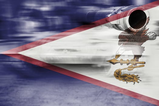 military strength theme,motion blur tank with american samoa flag
