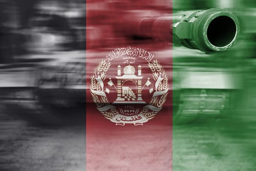 military strength theme,motion blur tank with afghanistan flag