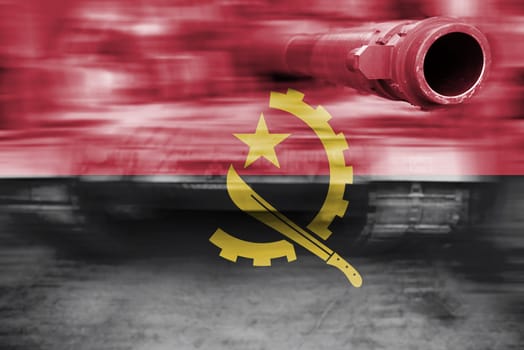 military strength theme,motion blur tank with angola flag