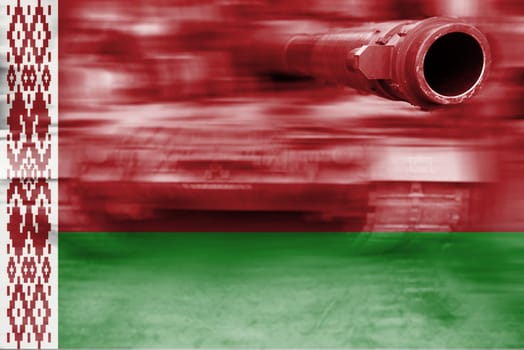 military strength theme,motion blur tank with belarus flag