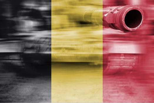 military strength theme,motion blur tank with belgium flag