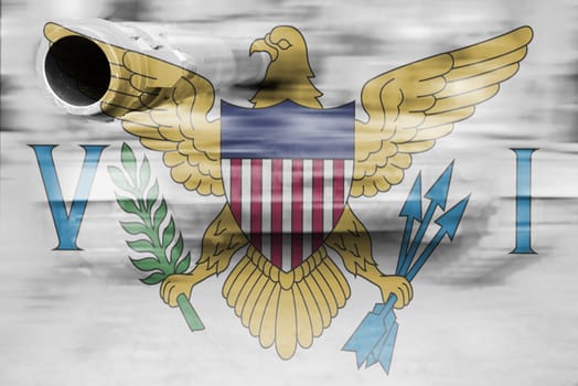 military strength theme,motion blur tank with virgin islands,us flag