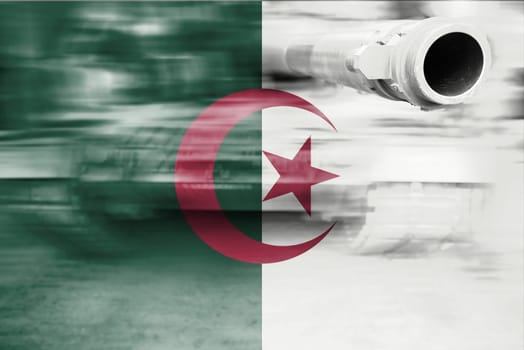military strength theme,motion blur tank with algeria flag