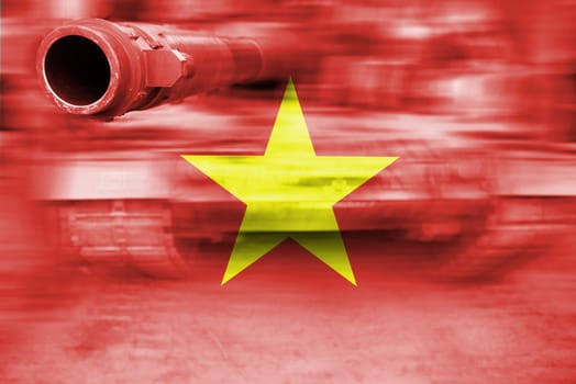 military strength theme,motion blur tank with vietnam flag