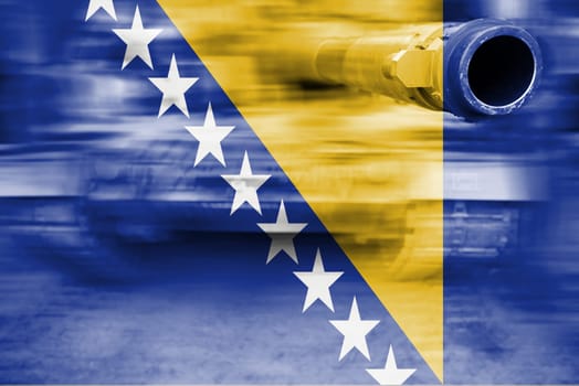 military strength theme,motion blur tank with bosnia & herzegovina flag