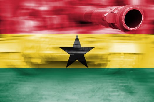 military strength theme,motion blur tank with ghana flag