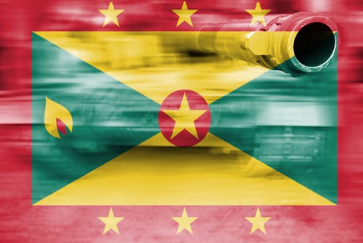 military strength theme,motion blur tank with grenada flag