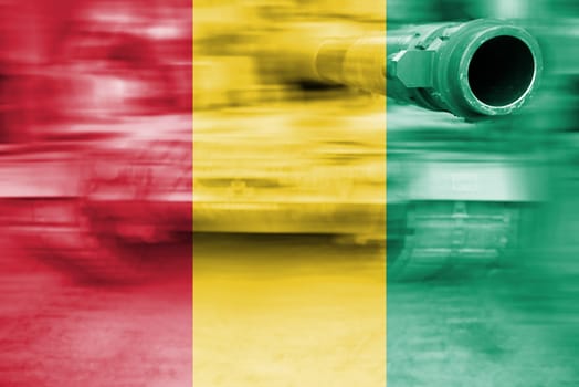 military strength theme,motion blur tank with guinea flag