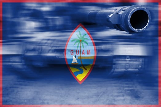 military strength theme,motion blur tank with guam flag