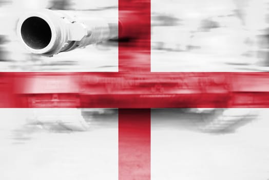 military strength theme,motion blur tank with england flag