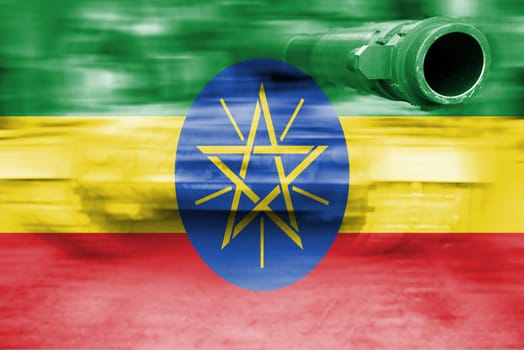 military strength theme,motion blur tank with ethiopia flag