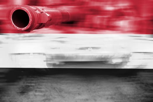military strength theme,motion blur tank with yemen flag