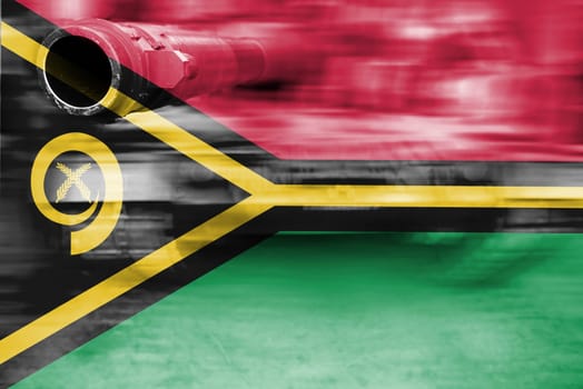 military strength theme,motion blur tank with vanuatu flag