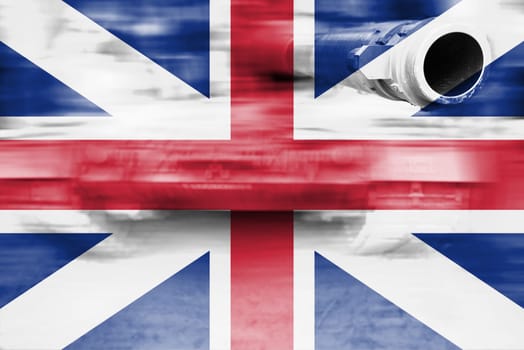 military strength theme,motion blur tank with great britain flag