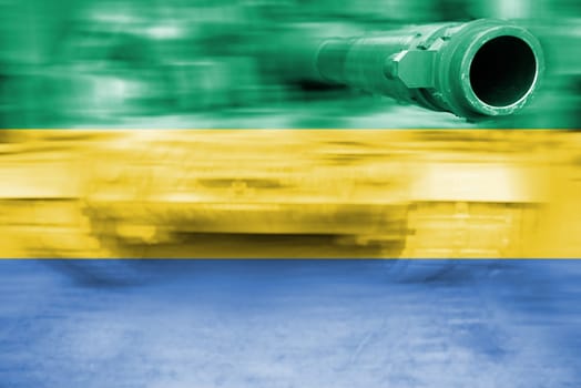 military strength theme,motion blur tank with gabon flag
