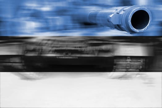 military strength theme,motion blur tank with estonia flag