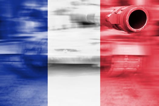 military strength theme,motion blur tank with france flag
