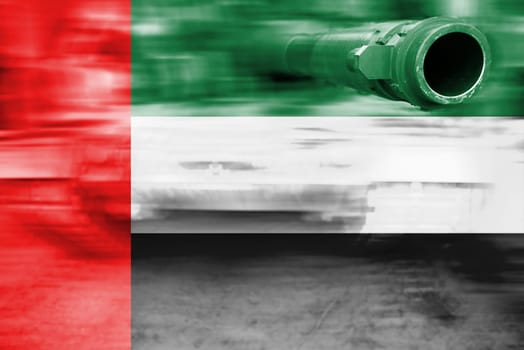 military strength theme,motion blur tank with united arab emirates flag