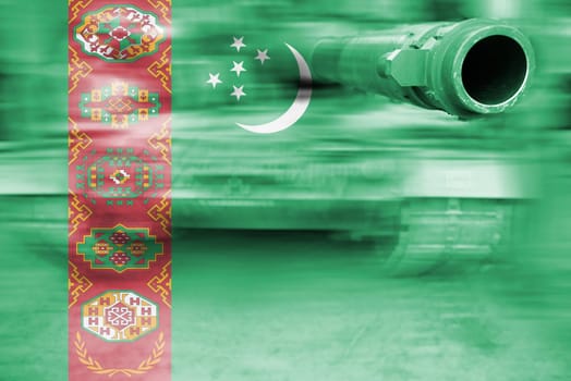 military strength theme,motion blur tank with turkmenistan flag