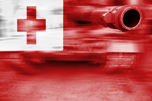 military strength theme,motion blur tank with tonga flag