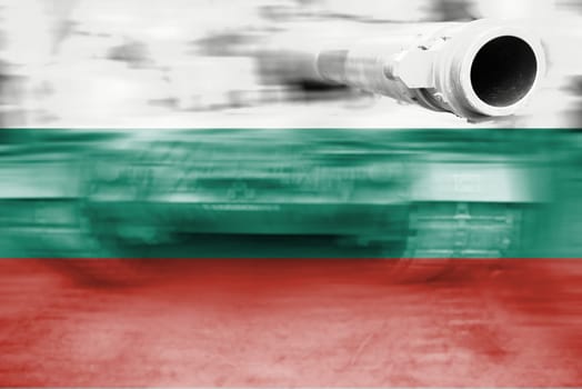 military strength theme,motion blur tank with bulgaria flag
