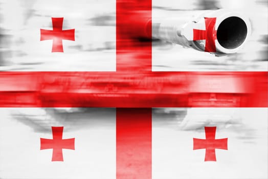 military strength theme,motion blur tank with georgia flag