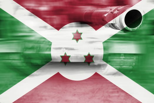 military strength theme,motion blur tank with burundi flag